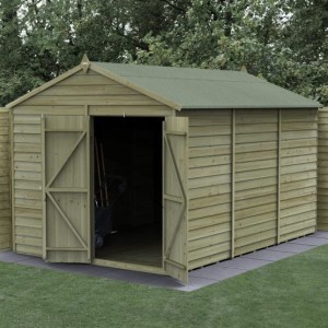 4Life Overlap Pressure Treated 8 x 12 Apex Double Door Shed - No Window